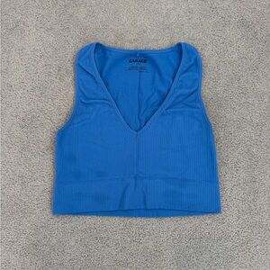 Garage V-Neck Blue Tank Top